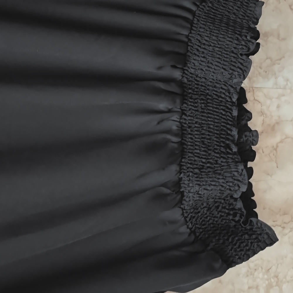 Women's Black Blouson Top with Gold Accent - Picture 6 of 6